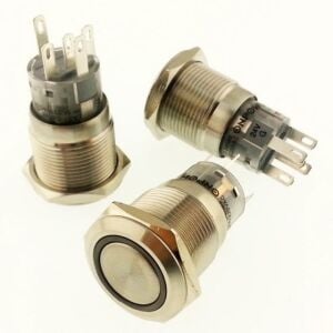 Onpow Anahtar Yuvarlak Metal Su Geçirmez Yeşil 19mm 12V/24V Halka Led'li No:3