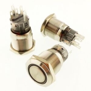 Onpow Anahtar Yuvarlak Metal Su Geçirmez  Beyaz 19 mm 12V Halka Led'li No:47