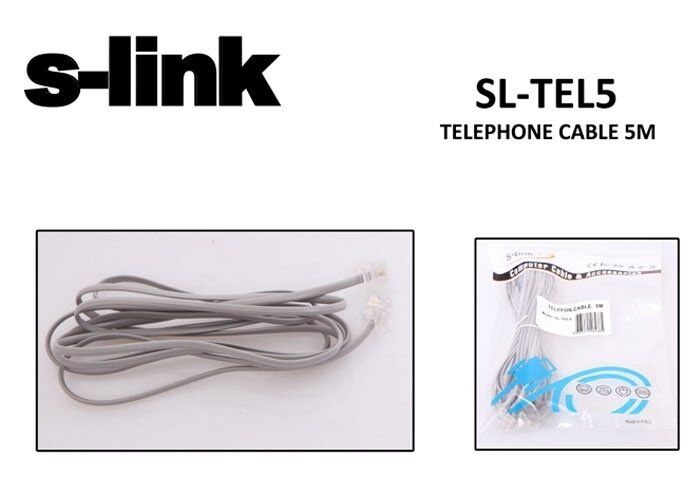 S-LİNK SL-TEL5 KÖKEN KABLO HER İKİ UCU JAKLI 5 mt