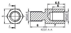 DİSTANS  METAL  7 mm YÜKSELTEC metrik3  AK-YP-507