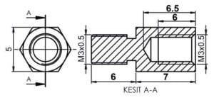 DİSTANS  METAL  7 mm YÜKSELTEC metrik3  AK-YP-507