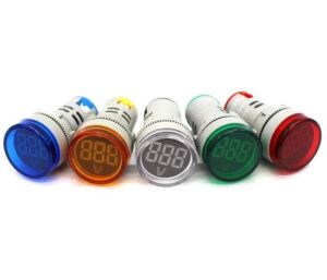 Kırmızı Dijital Voltmetre 5-48V DC 22 mm Delik Çapı AD16-22V