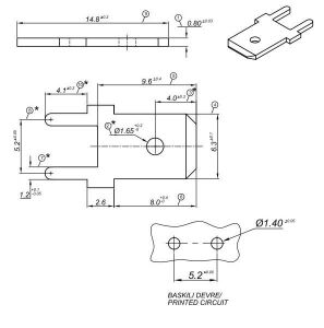 Kablo Terminali ( Kalaylı ) Erkek Pcb Tip 6,3 mm TE 2324 SFK39 DPK39 (1Adet Fiyatıdır)