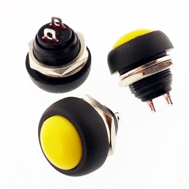 Buton Sarı Yuvarlak 12mm Ø PBS33B / IC-184 ( Yaylı Tip )