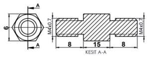 DİSTANS  METAL  AK-YP-4215  METRİK 4  15 mm  ERKEK - ERKEK  YÜKSELTEÇ