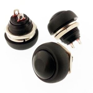 Buton Siyah Yuvarlak 12mm Ø PBS33B / IC-184 ( Yaylı Tip )
