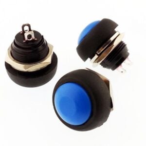 Buton Mavi Yuvarlak 12mm Ø PBS33B / IC-184 ( Yaylı Tip )