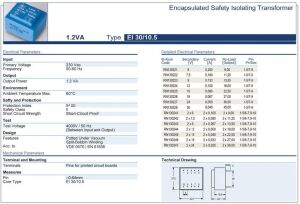 Trafo El-Kom 1,2VA 2x18V mavi RN130246  2x33mA
