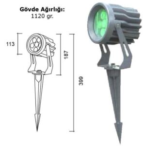 6 X 1 W BEYAZ POWER LED DIŞALAN  ARMATÜR