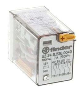 Finder Röle 55.34.8.230.0040 220v 7a Ac 4 Kontak Kilitli Test Butonu ve Hata Göstergeli