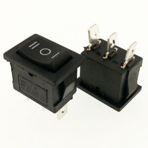 Buton / Anahtar Mini Siyah On Off Mom 3 Pin 6a 250v Kcd1-2-113 / Ic-123A (1 Yön Yaylı 1 Yön Kalıcı)
