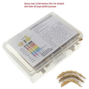 Direnç Seti 1/2W Karbon Film %5  300 Adet 30 Çeşit Şeffaf Çantada