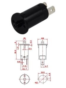 Ters Buton Yuvarlak Siyah 12 mm 2 Pim Ic-187A ( Kapalı Kontak )