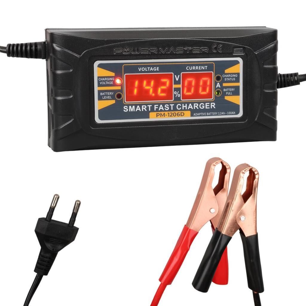 POWERMASTER SON-1206D 12V MAX 6 AMP. AKILLI HIZLI DİJİTAL GÖSTERGELİ AKÜ ŞARJ CİHAZI 150X75X60MM