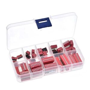45 Adet Dip Switch Seti 1-9 Pin 2,54mm 9 Çeşit Şeffaf Çantada