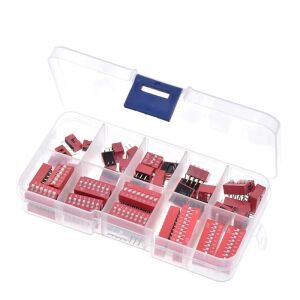 45 Adet Dip Switch Seti 1-9 Pin 2,54mm 9 Çeşit Şeffaf Çantada