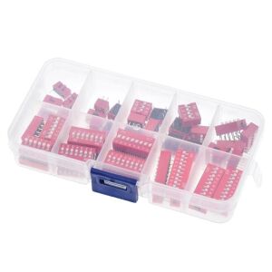 45 Adet Dip Switch Seti 1-9 Pin 2,54mm 9 Çeşit Şeffaf Çantada