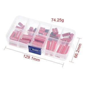 45 Adet Dip Switch Seti 1-9 Pin 2,54mm 9 Çeşit Şeffaf Çantada