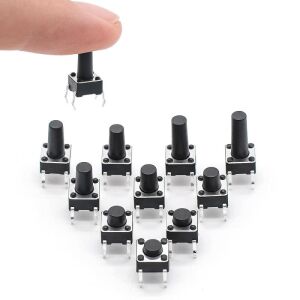 100 Parça Tact Switch Seti 6x6 Dip Kılıf 10 Farklı Boy Plastik Çantada