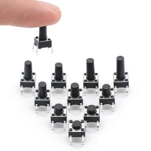100 Parça Tact Switch Seti 6x6 Dip Kılıf 10 Farklı Boy Plastik Çantada