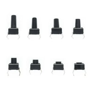100 Parça Tact Switch Seti 6x6 Dip Kılıf 10 Farklı Boy Plastik Çantada