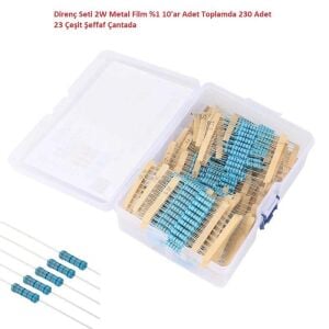 Direnç Seti 2W Metal Film %1 10'ar Adet Toplamda 230 Adet 23 Çeşit Şeffaf Çantada
