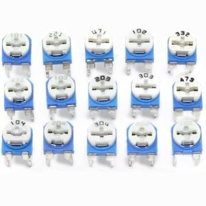 150 Adet 100R/1MR Trimpot Potansiyometre Seti Dik RM065 15 Çeşit Şeffaf Çantada