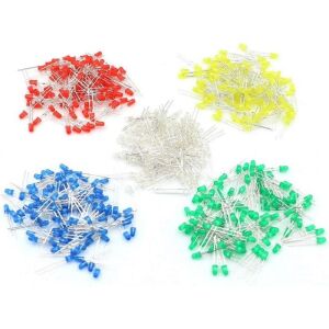 500 Adet 3mm Led Seti Beyaz Kırmızı Mavi Yeşil Sarı Renklerinde 5 Çeşit Plastik Çantada