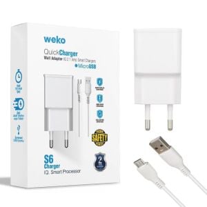 ADAPTÖR WEKO WK-21434 S6 2.1 AMPER ŞARJ BAŞLIK ADAPTÖRÜ + MICRO USB KABLO