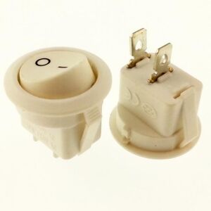 Anahtar Yuvarlak Beyaz On Off Işıksız 2 Pin 6a 250v Kcd1 / Ic-133 ( Kalıcı Tip )