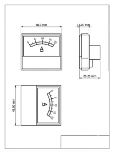 Dc Ampermetre Analog 48x45 20A