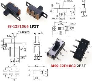 70 Adet Sürgülü Anahtar Switch Seti Smd Dip 8 Çeşit Şeffaf Çantada