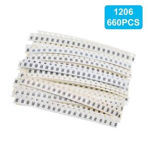 660 Adet 1R/1Mr 1206 Kılıf Smd Direnç Seti %1 33 Farklı Değerde Şeffaf Poşette