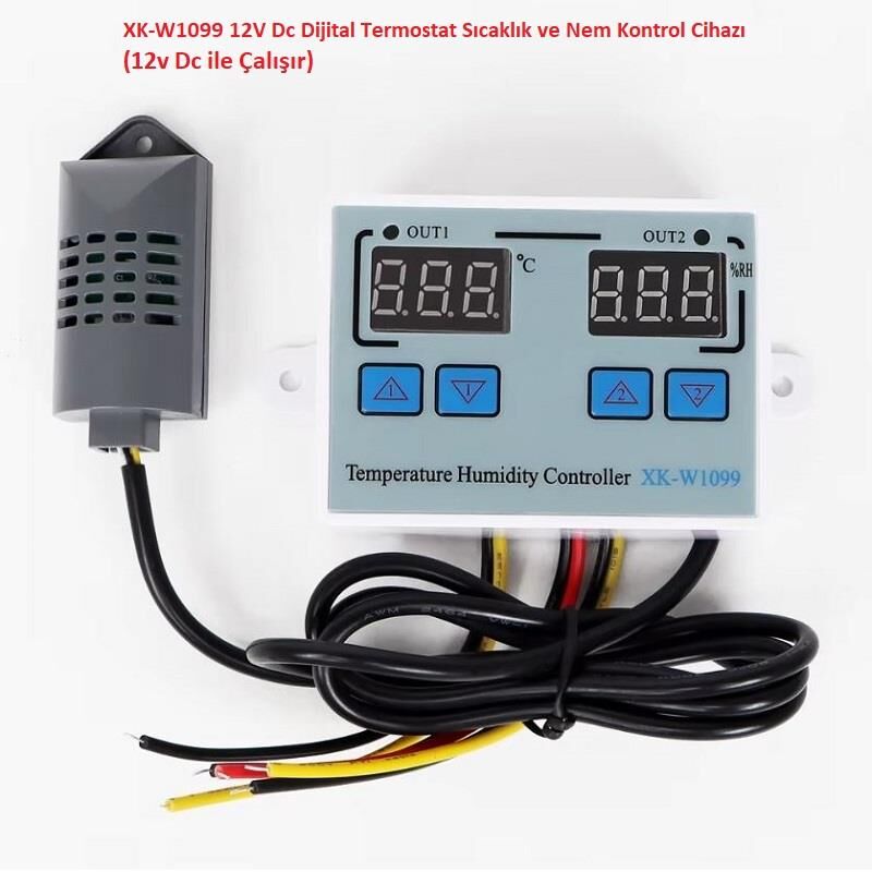 XK-W1099 12V Dc Dijital Termostat Sıcaklık ve Nem Kontrol Cihazı (12v Dc ile Çalışır)