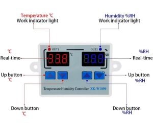 XK-W1099 12V Dc Dijital Termostat Sıcaklık ve Nem Kontrol Cihazı (12v Dc ile Çalışır)