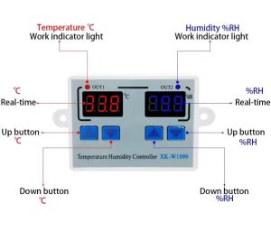 XK-W1099 12V Dc Dijital Termostat Sıcaklık ve Nem Kontrol Cihazı (12v Dc ile Çalışır)
