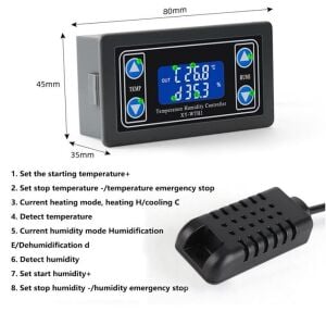 XY-WTH1 6-30V Dc Dijital Termostat Sıcaklık ve Nem Kontrol Cihazı (6-30v Dc ile Çalışır)