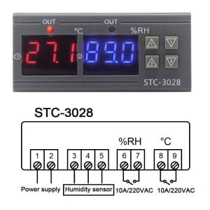 Stc-3028 Dijital Sıcaklık ve Nem Kontrol termostat  220v Rc-10065