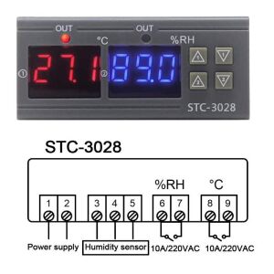 Stc-3028 Dijital Sıcaklık ve Nem Kontrol termostat  220v Rc-10065
