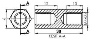 DİSTANS  METAL  AK-YP-4030  METRİK 4  30mm  DİŞİ - DİŞİ YÜKSELTEÇ