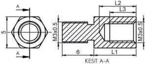 DİSTANS  METAL 45 mm YÜKSELTEC metrik3  AK-YP-545