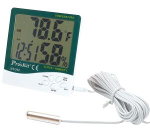 Proskit PK-040 NT-312 Saat Termometre Isı Nem Ölçer Problu -10/+50°
