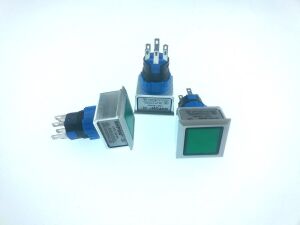 Onpow LAS1-AWF-22Z/G Anahtar 24V Yeşil Işıklı M16 Kare