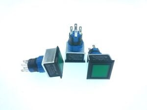 Onpow LAS1-APF-22Z/G Anahtar 24V Yeşil Işıklı M16 Kare