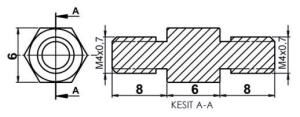 DİSTANS  METAL  AK-YP-4206  METRİK 4   6 mm  ERKEK - ERKEK  YÜKSELTEÇ