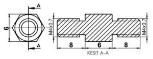 DİSTANS  METAL  AK-YP-4206  METRİK 4   6 mm  ERKEK - ERKEK  YÜKSELTEÇ
