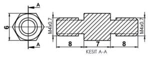 DİSTANS  METAL  AK-YP-4207  METRİK 4   7 mm  ERKEK - ERKEK  YÜKSELTEÇ