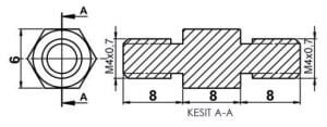 DİSTANS  METAL  AK-YP-4208  METRİK 4  8 mm  ERKEK - ERKEK  YÜKSELTEÇ