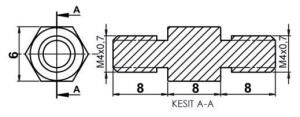 DİSTANS  METAL  AK-YP-4208  METRİK 4  8 mm  ERKEK - ERKEK  YÜKSELTEÇ