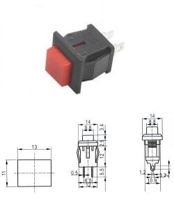 Buton Yeşil Kare Tırnaklı 2 Pim PBS-15B ( Yaylı Tip )